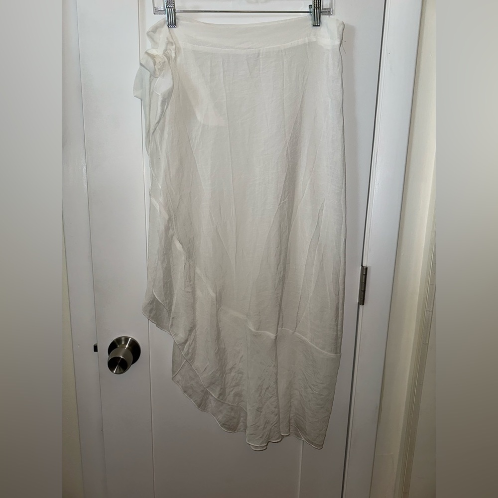 Sheer White, Tie, Swim Skirt